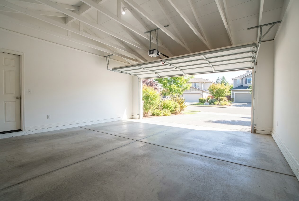 Garage completely cleared and swept after junk removal